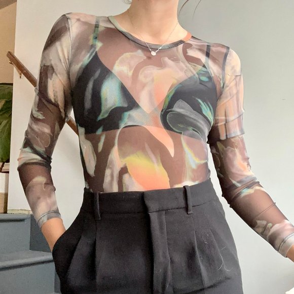 ZARA - TULLE BODYSUIT - Picture 1 of 2
